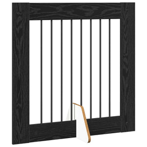 Πύλη Σκύλου με Στηρίγματα 6 pcs Μαύρη Δρυς 80 x 80 cm - Pakobazaar