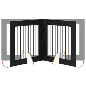 Πύλη Σκύλου με Στηρίγματα 6 pcs Μαύρη Δρυς 80 x 80 cm - Pakobazaar