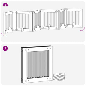 Πύλη Σκύλου με Στηρίγματα 6 pcs Μαύρη Δρυς 80 x 80 cm - Pakobazaar