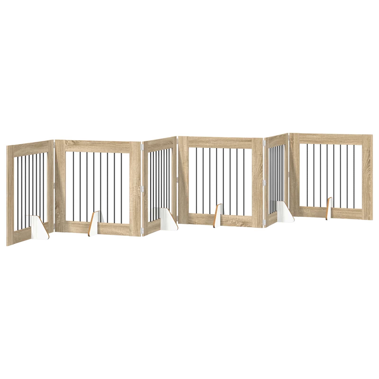 Πύλη Σκύλου με Στηρίγματα 6 pcs Sonoma Δρυς 80 x 80 cm - Pakobazaar