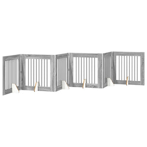 Πύλη Σκύλου με Στηρίγματα 6 pcs Γκρι Sonoma 80 x 80 cm - Pakobazaar