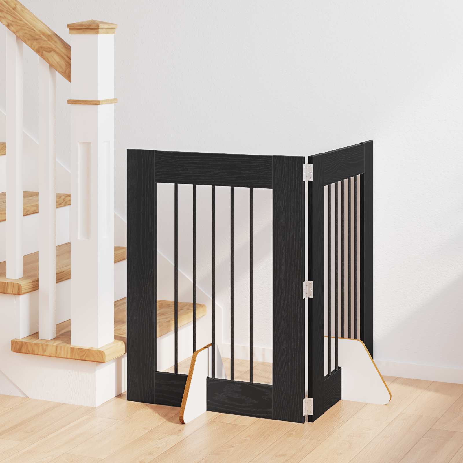 Πύλη Σκύλου με Στηρίγματα 2 pcs Μαύρη Δρυς 60 x 80 cm - Pakobazaar