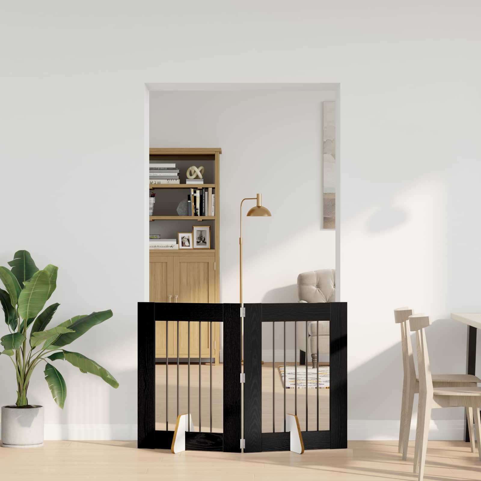 Πύλη Σκύλου με Στηρίγματα 2 pcs Μαύρη Δρυς 60 x 80 cm - Pakobazaar