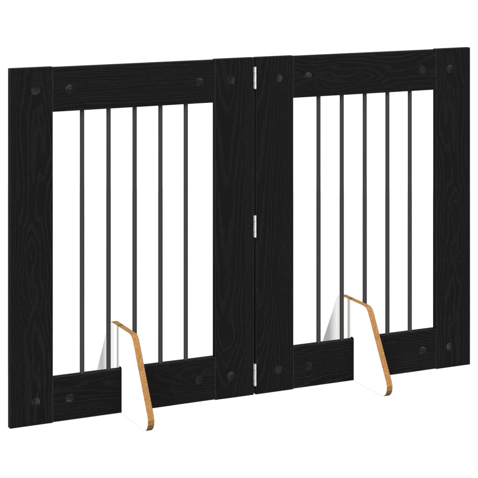Πύλη Σκύλου με Στηρίγματα 2 pcs Μαύρη Δρυς 60 x 80 cm - Pakobazaar