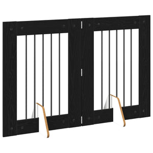 Πύλη Σκύλου με Στηρίγματα 2 pcs Μαύρη Δρυς 60 x 80 cm - Pakobazaar