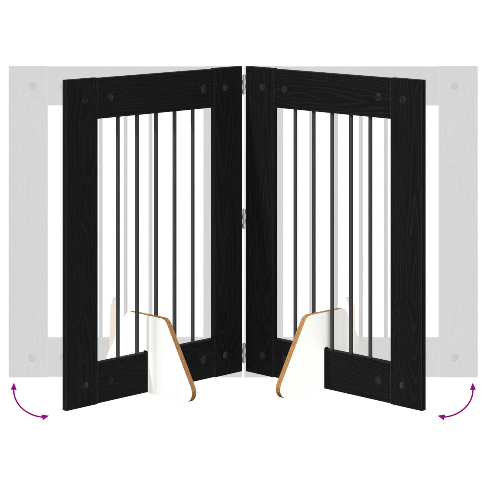 Πύλη Σκύλου με Στηρίγματα 2 pcs Μαύρη Δρυς 60 x 80 cm - Pakobazaar