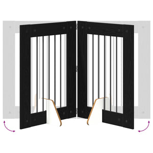Πύλη Σκύλου με Στηρίγματα 2 pcs Μαύρη Δρυς 60 x 80 cm - Pakobazaar