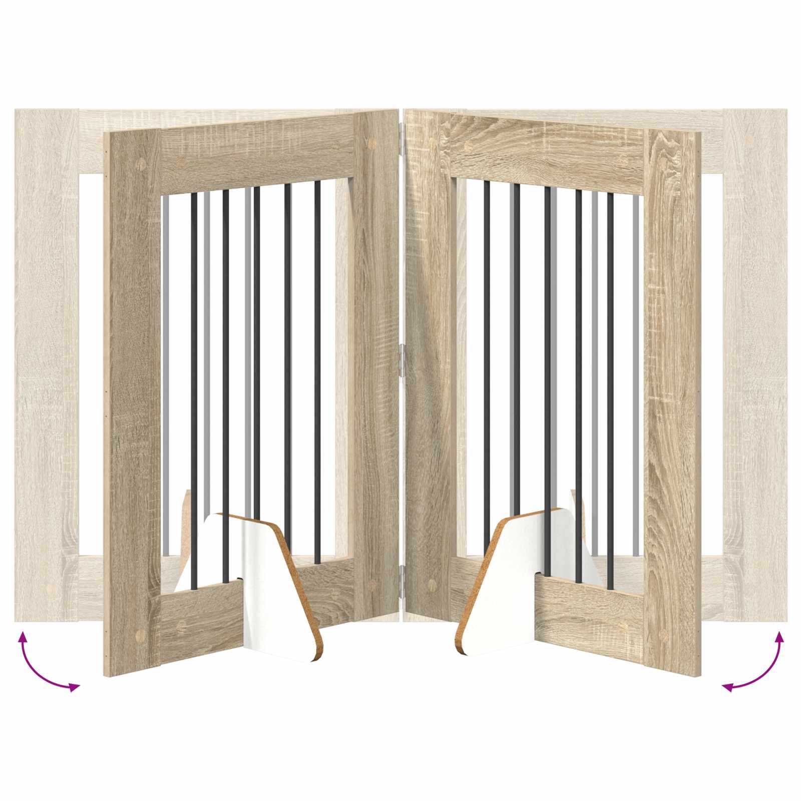 Πύλη Σκύλου με Στηρίγματα 2 pcs Sonoma Δρυς 60 x 80 cm - Pakobazaar