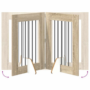 Πύλη Σκύλου με Στηρίγματα 2 pcs Sonoma Δρυς 60 x 80 cm - Pakobazaar