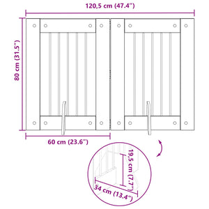 Πύλη Σκύλου με Στηρίγματα 2 pcs Παλαιωμένο ξύλο 60 x 80 cm - Pakobazaar