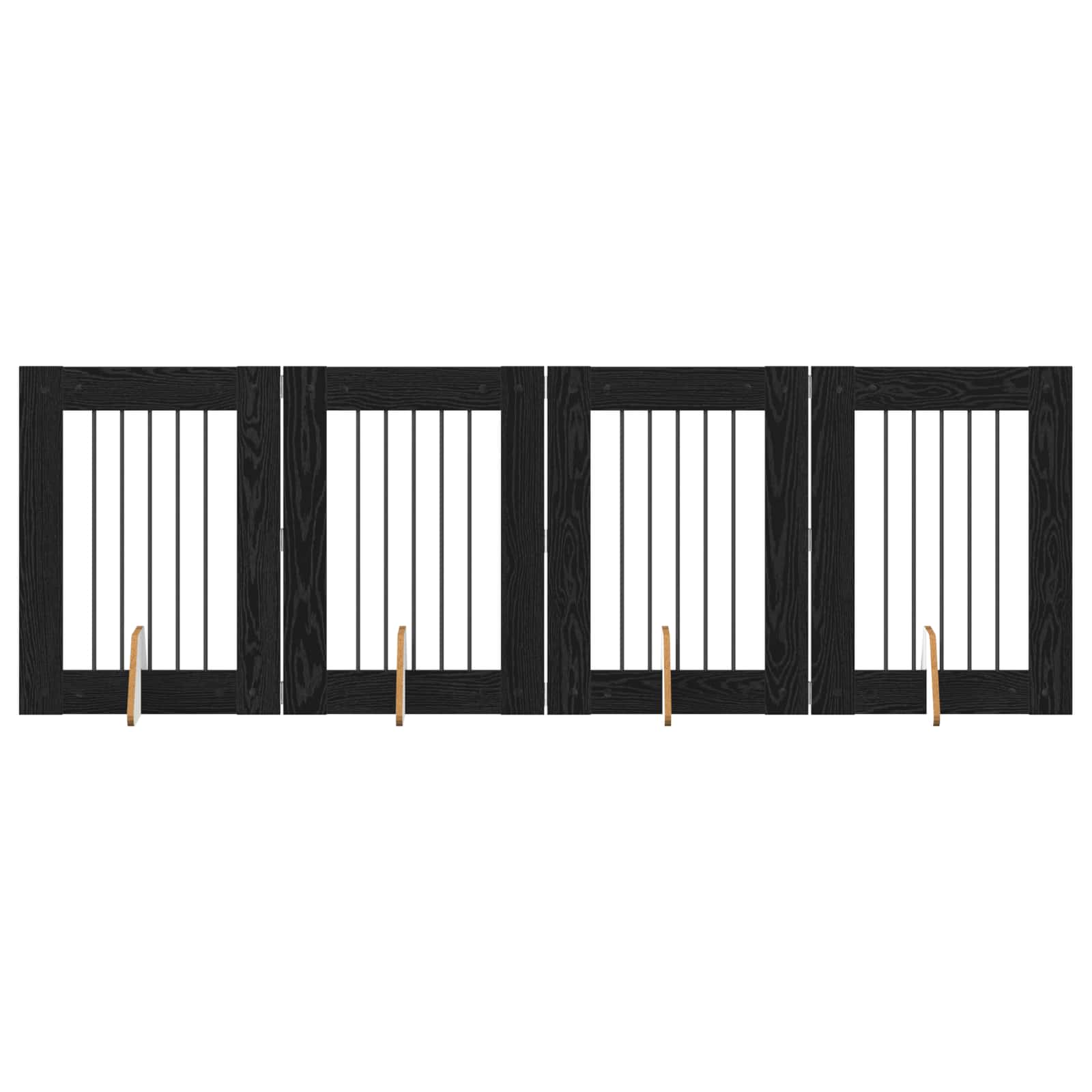 Πύλη Σκύλου με Στηρίγματα 4 pcs Μαύρη Δρυς 60 x 80 cm - Pakobazaar