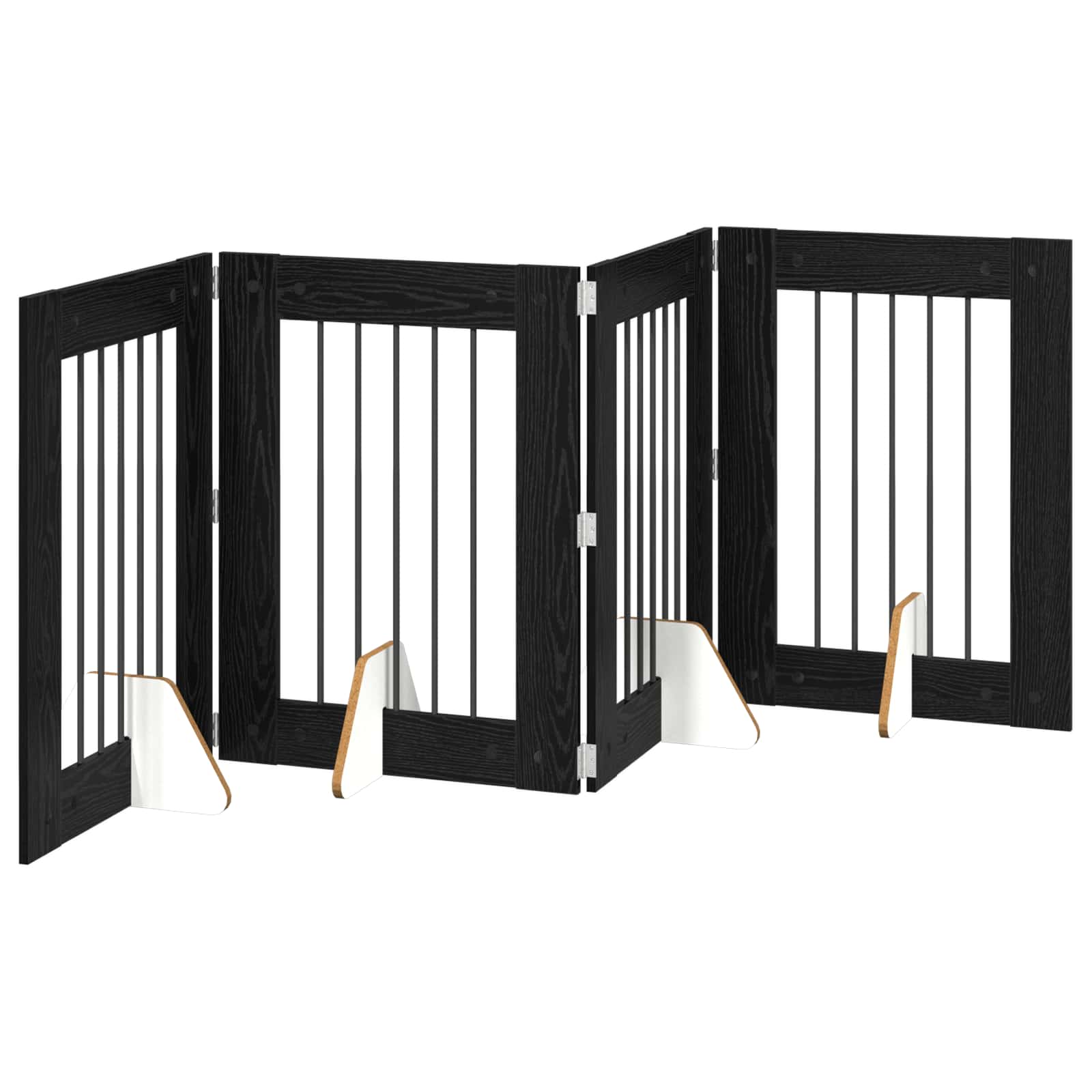 Πύλη Σκύλου με Στηρίγματα 4 pcs Μαύρη Δρυς 60 x 80 cm - Pakobazaar