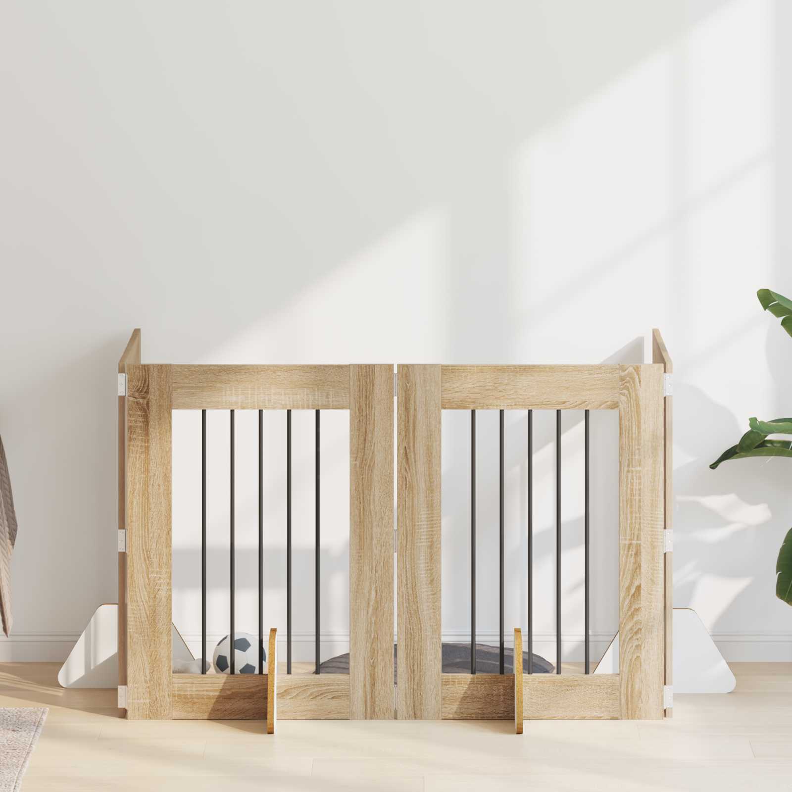 Πύλη Σκύλου με Στηρίγματα 4 pcs Sonoma Δρυς 60 x 80 cm - Pakobazaar