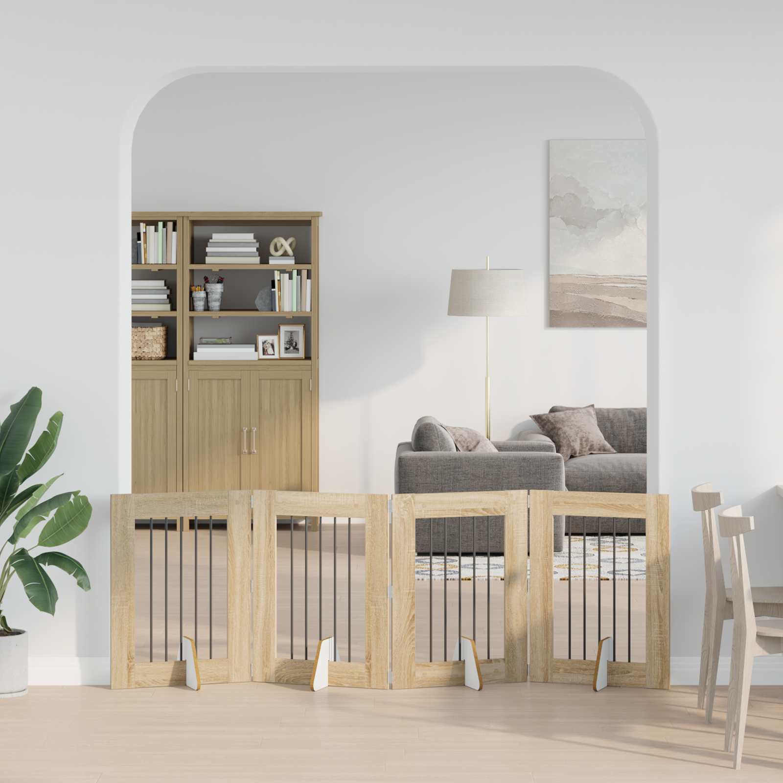 Πύλη Σκύλου με Στηρίγματα 4 pcs Sonoma Δρυς 60 x 80 cm - Pakobazaar