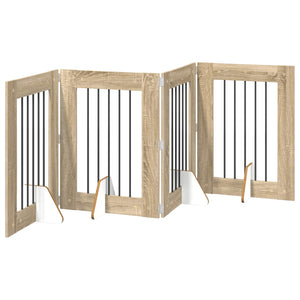 Πύλη Σκύλου με Στηρίγματα 4 pcs Sonoma Δρυς 60 x 80 cm - Pakobazaar