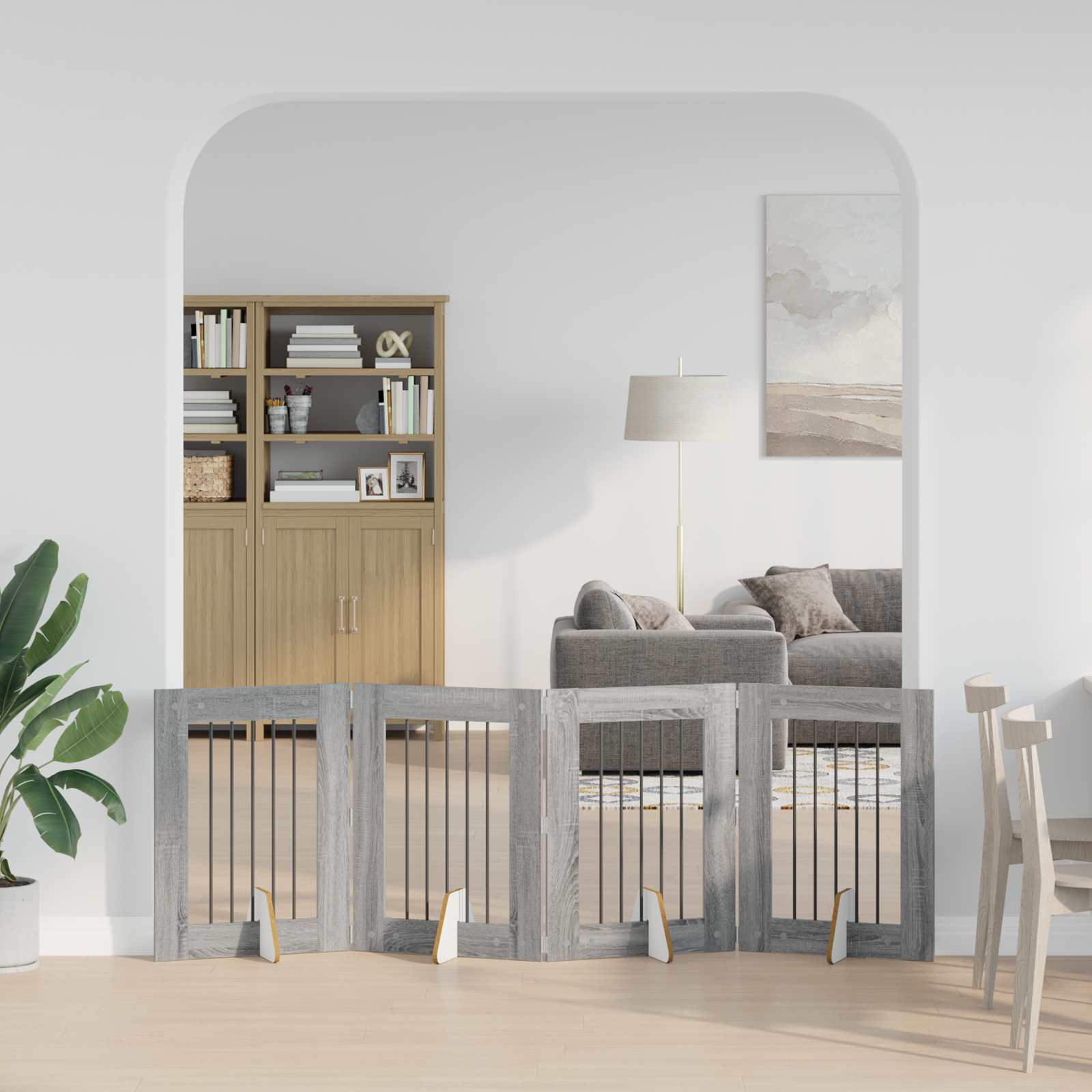 Πύλη Σκύλου με Στηρίγματα 4 pcs Γκρι Sonoma 60 x 80 cm - Pakobazaar