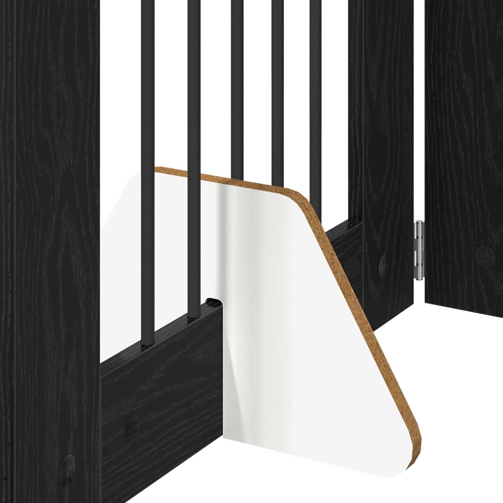 Πύλη Σκύλου με Στηρίγματα 6 pcs Μαύρη Δρυς 60 x 80 cm - Pakobazaar