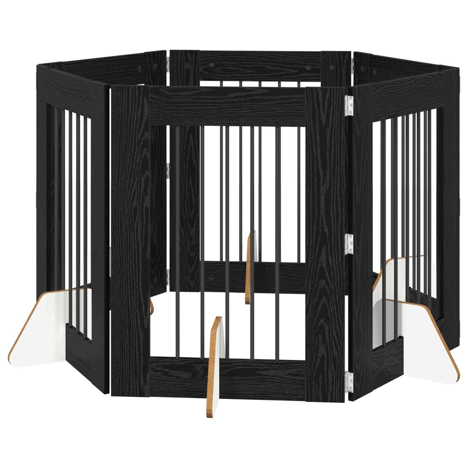 Πύλη Σκύλου με Στηρίγματα 6 pcs Μαύρη Δρυς 60 x 80 cm - Pakobazaar