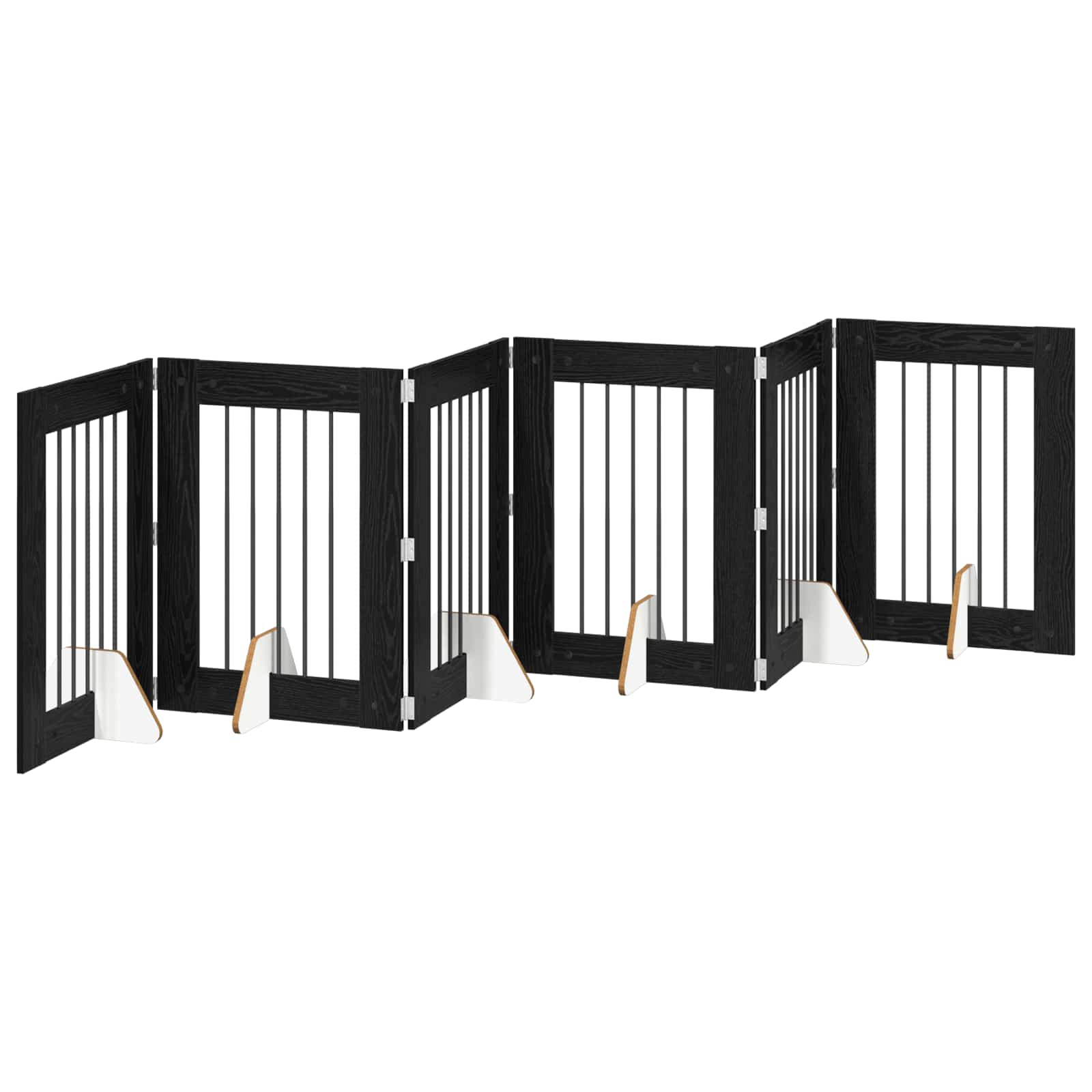 Πύλη Σκύλου με Στηρίγματα 6 pcs Μαύρη Δρυς 60 x 80 cm - Pakobazaar