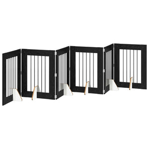 Πύλη Σκύλου με Στηρίγματα 6 pcs Μαύρη Δρυς 60 x 80 cm - Pakobazaar