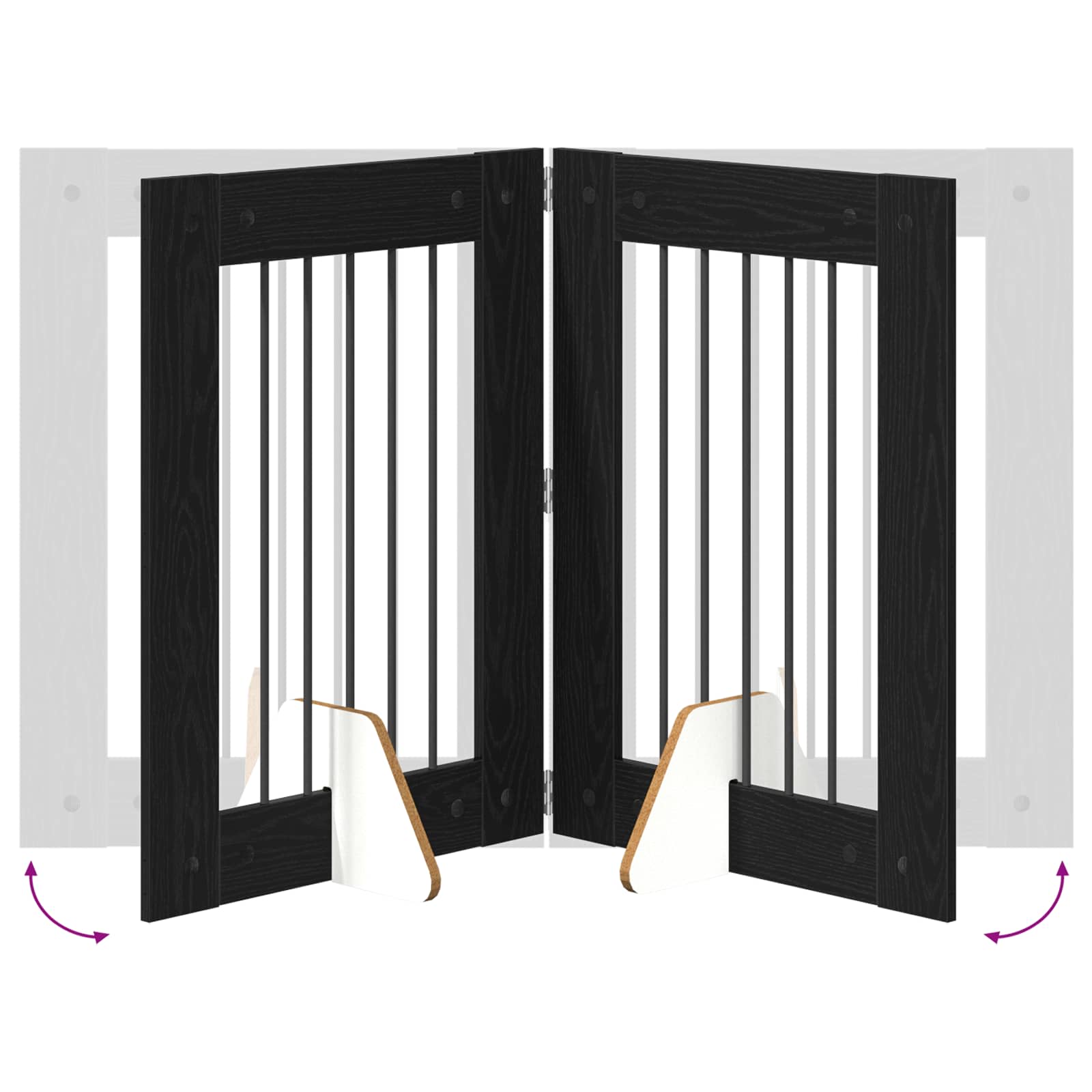 Πύλη Σκύλου με Στηρίγματα 6 pcs Μαύρη Δρυς 60 x 80 cm - Pakobazaar