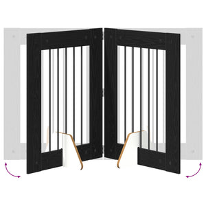 Πύλη Σκύλου με Στηρίγματα 6 pcs Μαύρη Δρυς 60 x 80 cm - Pakobazaar