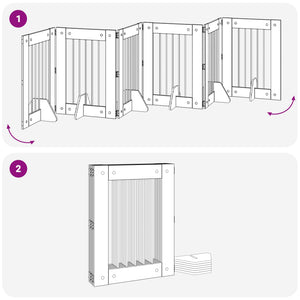 Πύλη Σκύλου με Στηρίγματα 6 pcs Μαύρη Δρυς 60 x 80 cm - Pakobazaar