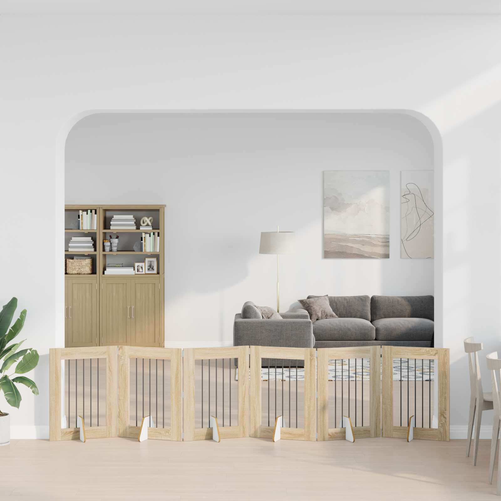 Πύλη Σκύλου με Στηρίγματα 6 pcs Sonoma Δρυς 60 x 80 cm - Pakobazaar