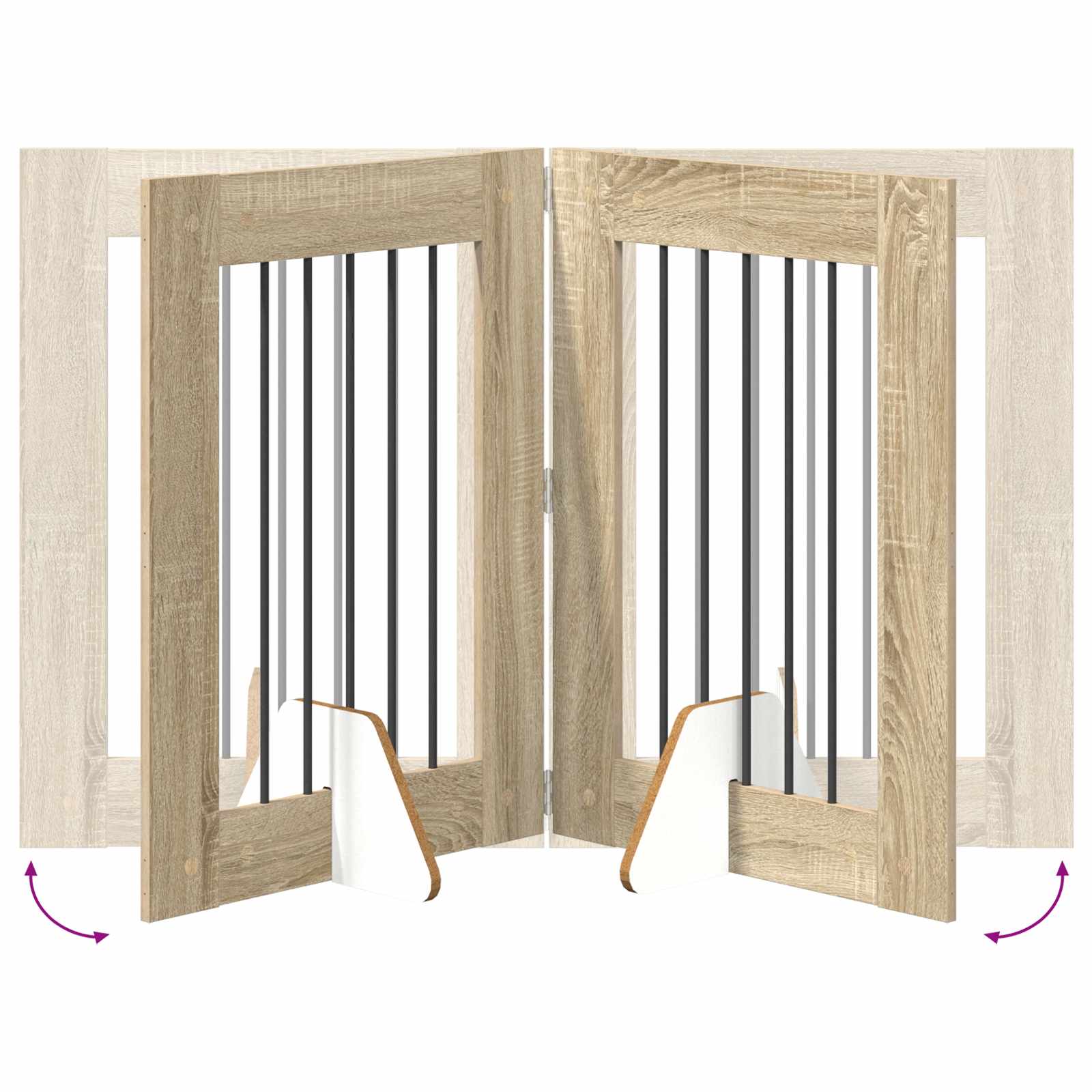 Πύλη Σκύλου με Στηρίγματα 6 pcs Sonoma Δρυς 60 x 80 cm - Pakobazaar