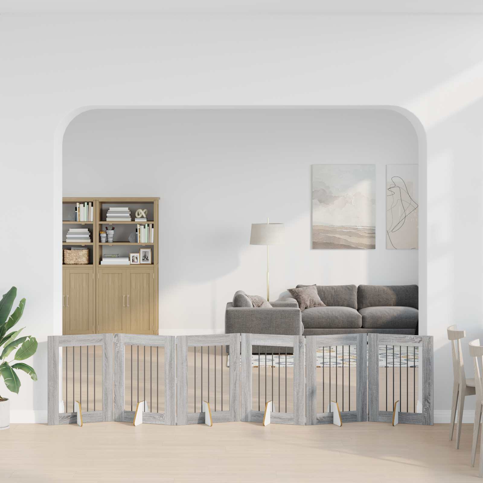 Πύλη Σκύλου με Στηρίγματα 6 pcs Γκρι Sonoma 60 x 80 cm - Pakobazaar