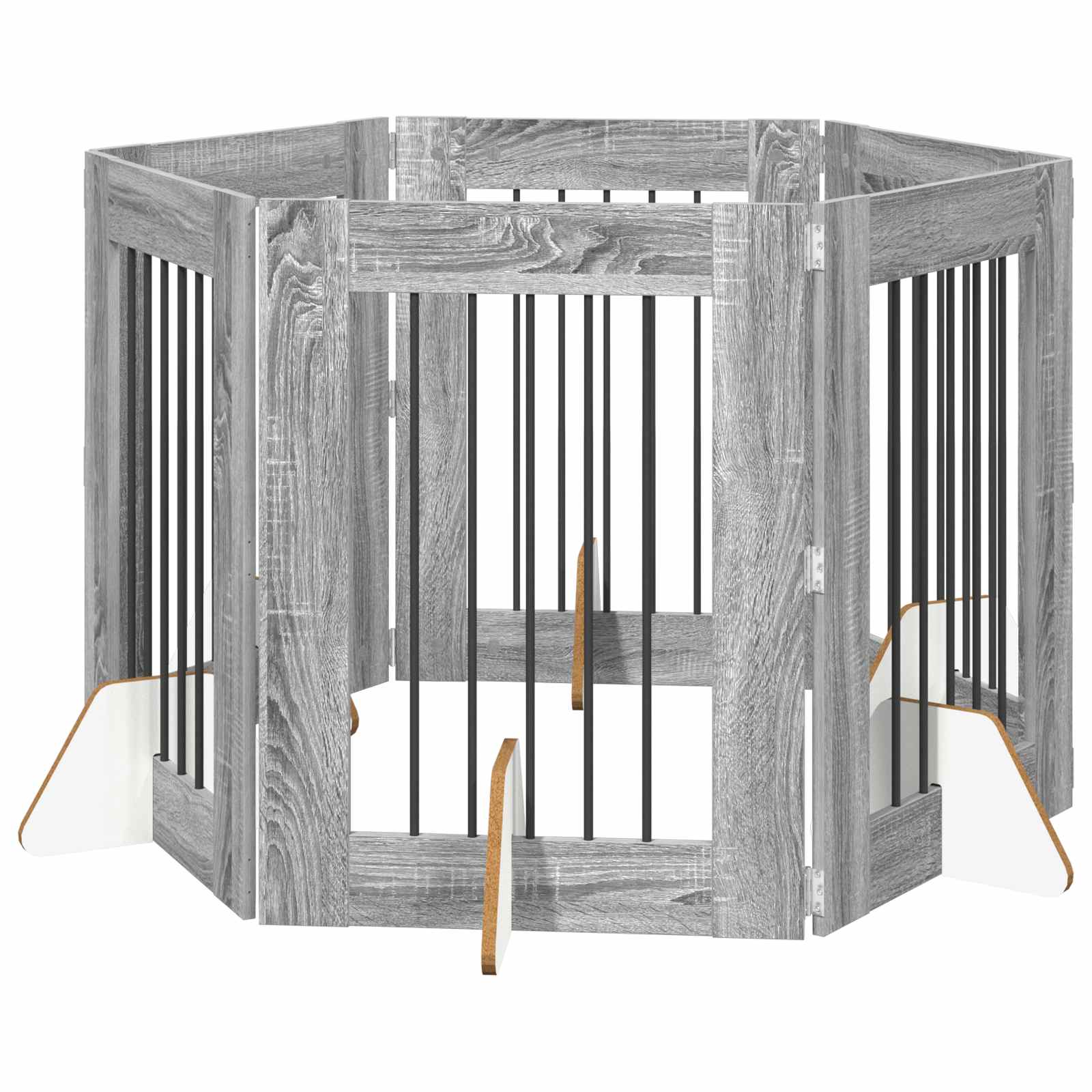 Πύλη Σκύλου με Στηρίγματα 6 pcs Γκρι Sonoma 60 x 80 cm - Pakobazaar