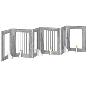 Πύλη Σκύλου με Στηρίγματα 6 pcs Γκρι Sonoma 60 x 80 cm - Pakobazaar