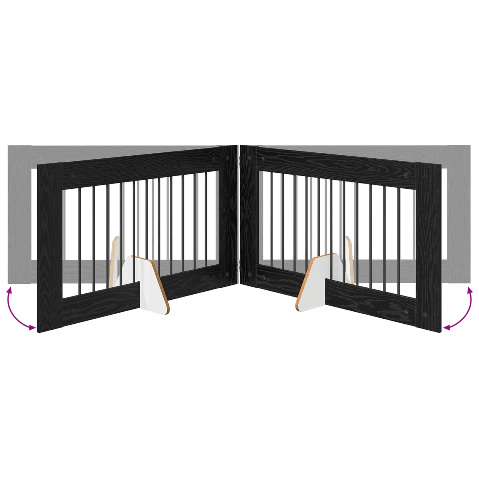 Πύλη Σκύλου με Στηρίγματα 2 pcs Μαύρη Δρυς 100 x 60 cm - Pakobazaar