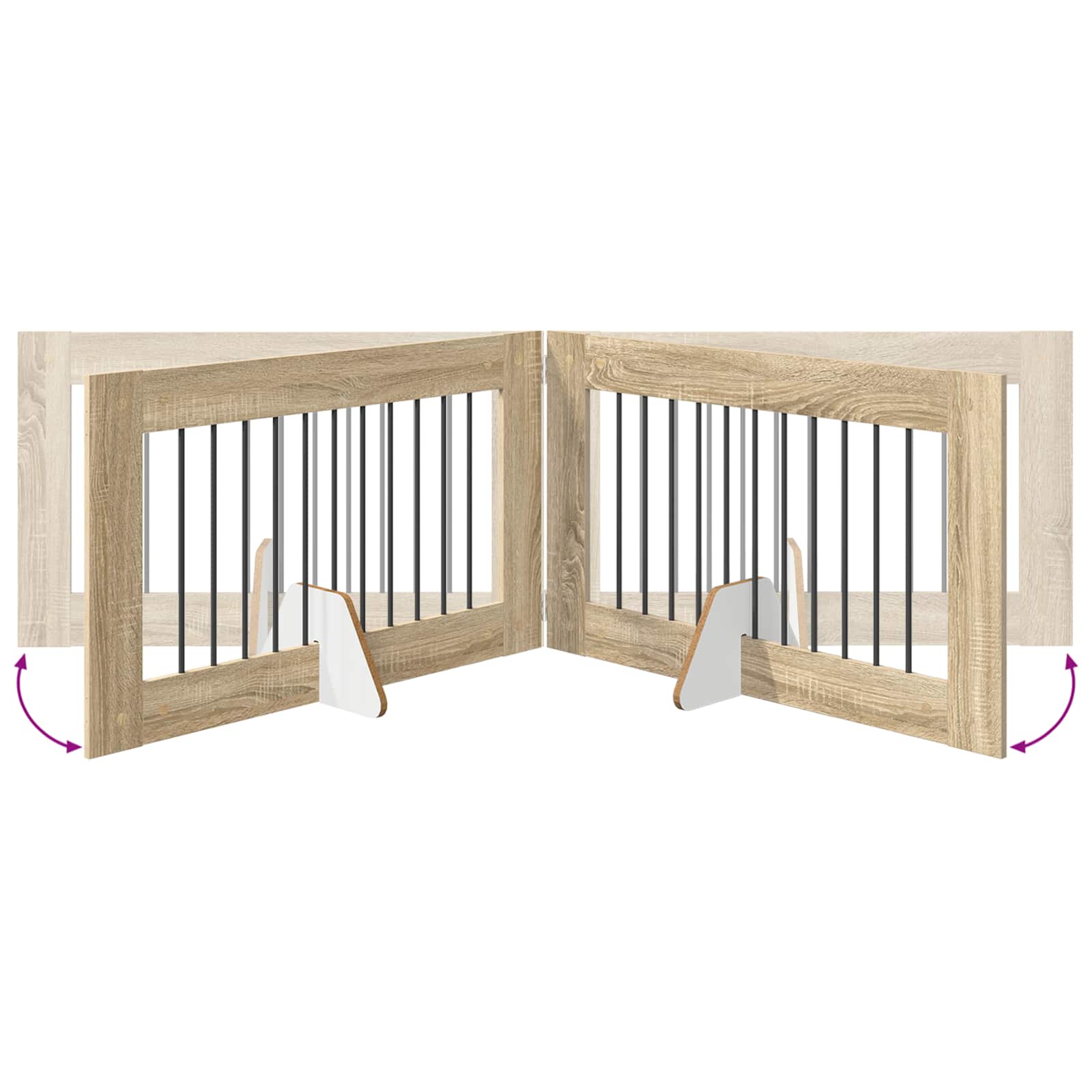 Πύλη Σκύλου με Στηρίγματα 2 pcs Sonoma Δρυς 100 x 60 cm - Pakobazaar