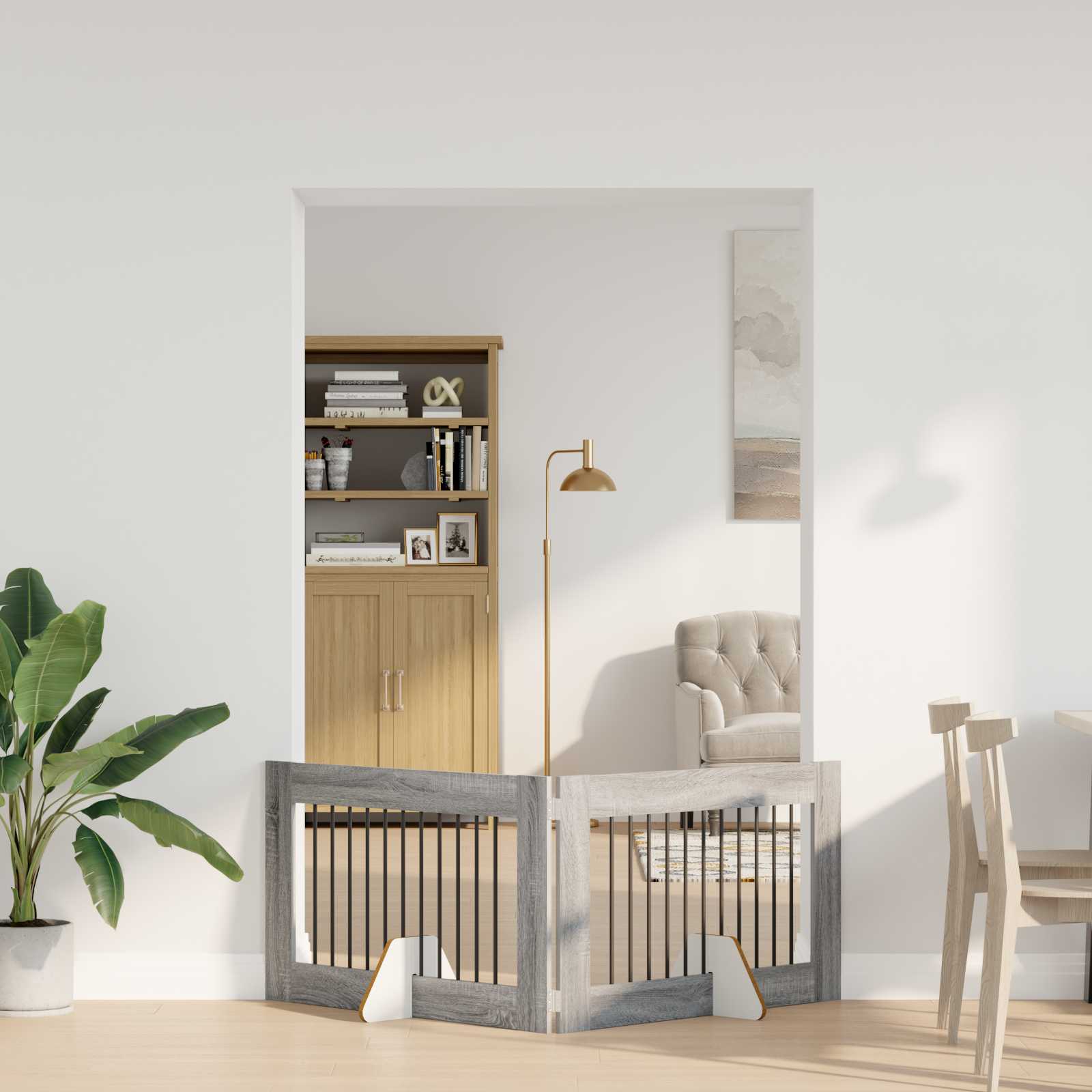 Πύλη Σκύλου με Στηρίγματα 2 pcs Γκρι Sonoma 100 x 60 cm - Pakobazaar