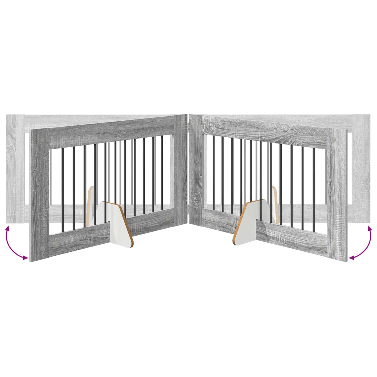 Πύλη Σκύλου με Στηρίγματα 2 pcs Γκρι Sonoma 100 x 60 cm - Pakobazaar