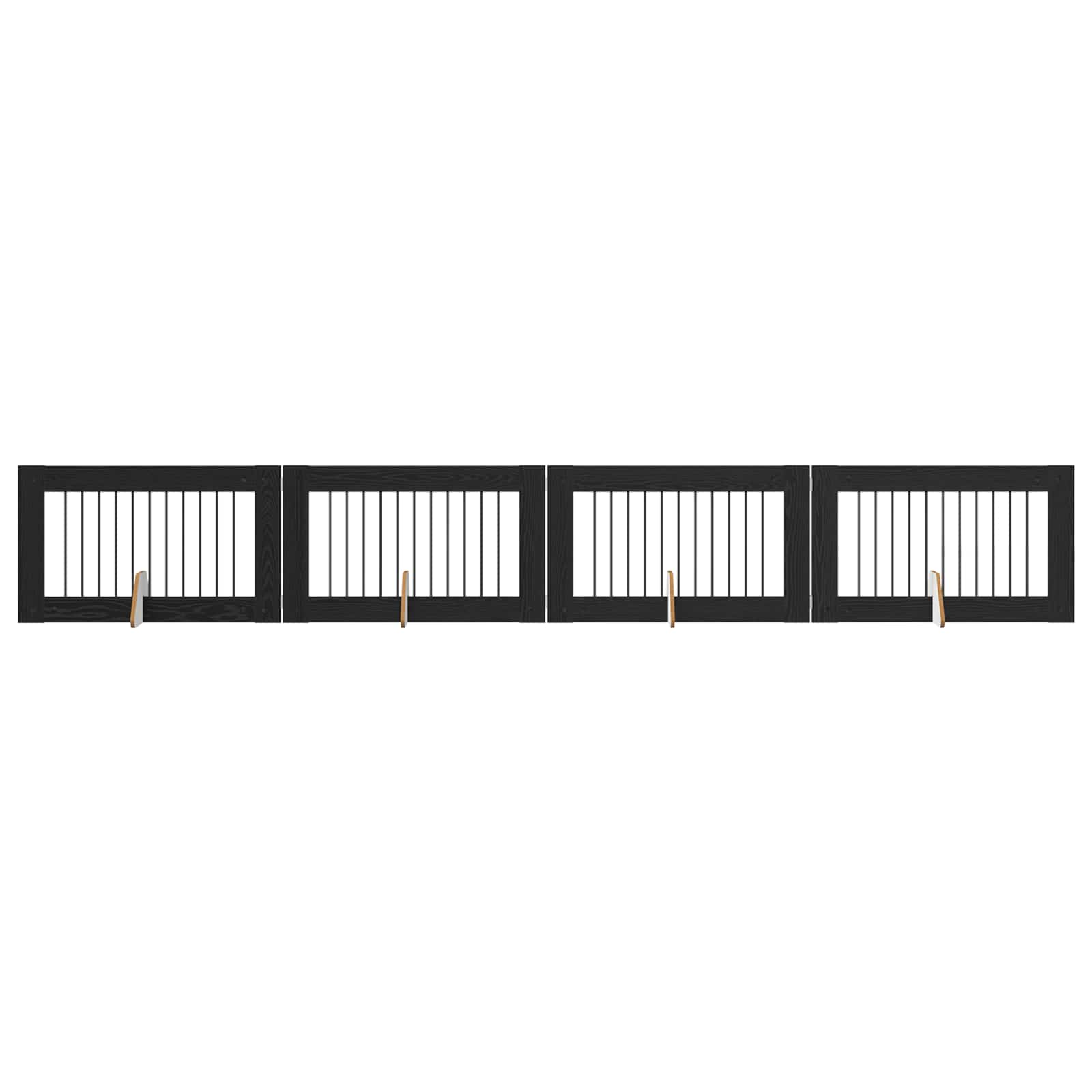 Πύλη Σκύλου με Στηρίγματα 4 pcs Μαύρη Δρυς 100 x 60 cm - Pakobazaar