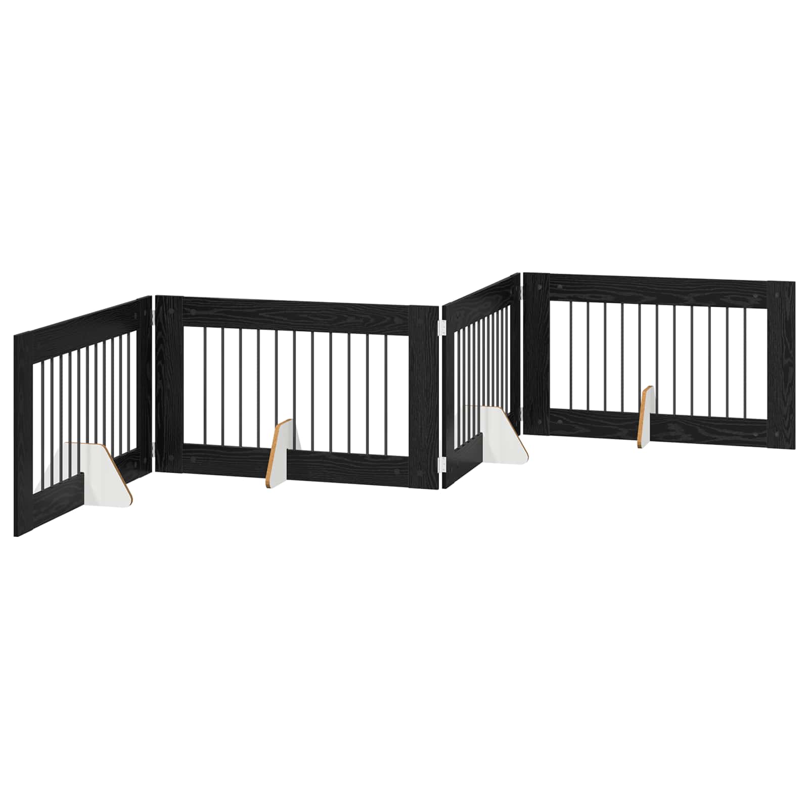 Πύλη Σκύλου με Στηρίγματα 4 pcs Μαύρη Δρυς 100 x 60 cm - Pakobazaar