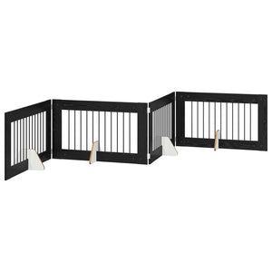 Πύλη Σκύλου με Στηρίγματα 4 pcs Μαύρη Δρυς 100 x 60 cm - Pakobazaar