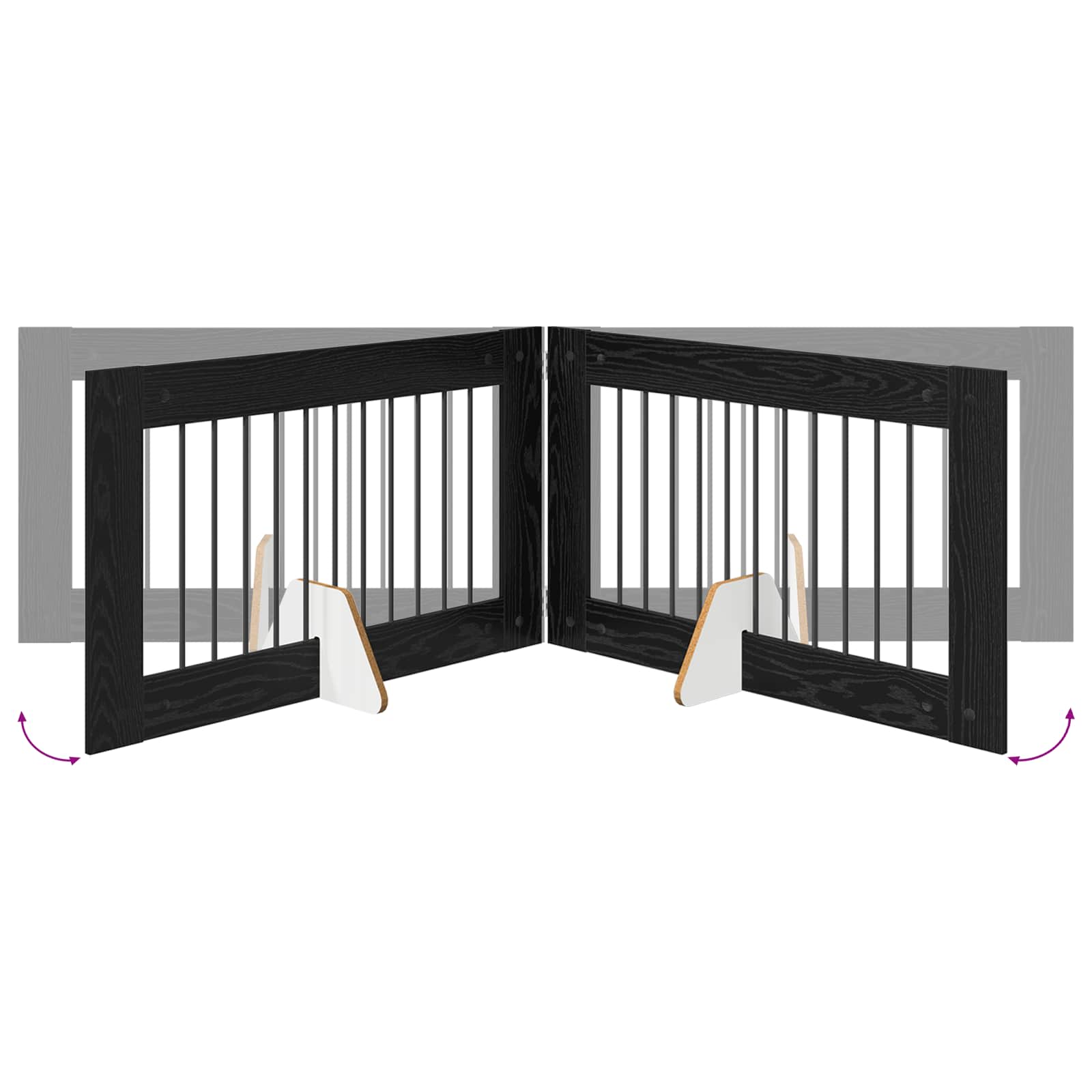 Πύλη Σκύλου με Στηρίγματα 4 pcs Μαύρη Δρυς 100 x 60 cm - Pakobazaar