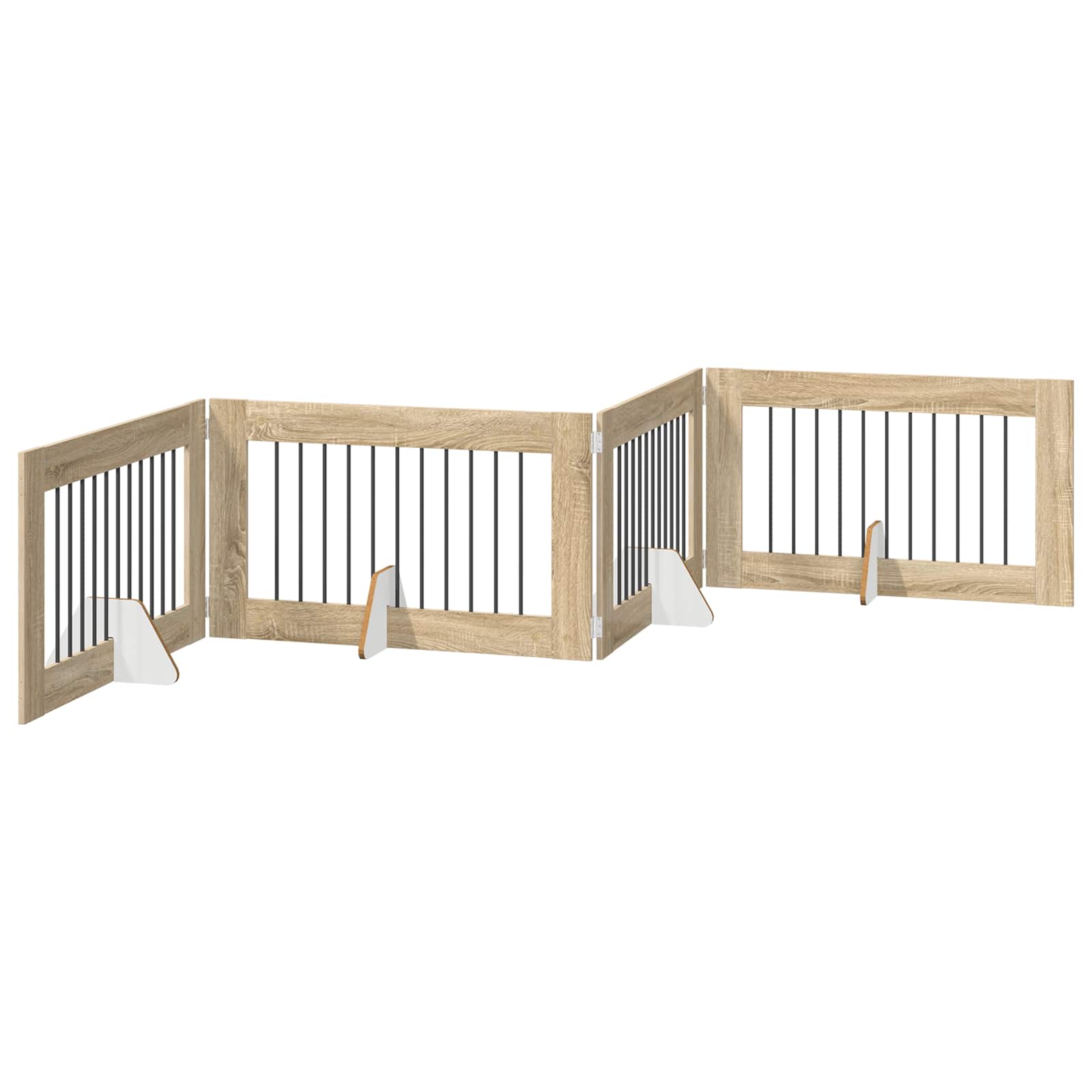 Πύλη Σκύλου με Στηρίγματα 4 pcs Sonoma Δρυς 100 x 60 cm - Pakobazaar