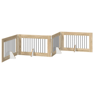 Πύλη Σκύλου με Στηρίγματα 4 pcs Sonoma Δρυς 100 x 60 cm - Pakobazaar