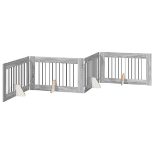 Πύλη Σκύλου με Στηρίγματα 4 pcs Γκρι Sonoma 100 x 60 cm - Pakobazaar