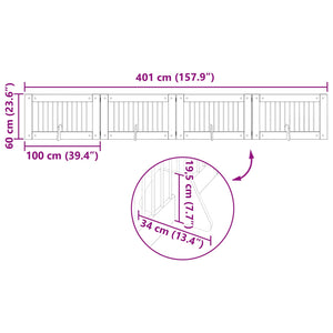 Πύλη Σκύλου με Στηρίγματα 4 pcs Παλαιωμένο ξύλο 100 x 60 cm - Pakobazaar