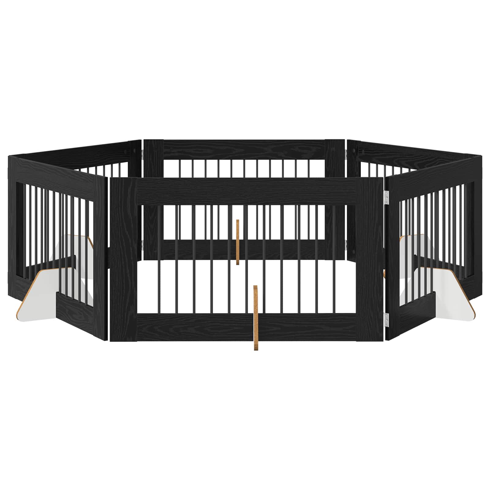 Πύλη Σκύλου με Στηρίγματα 6 pcs Μαύρη Δρυς 100 x 60 cm - Pakobazaar
