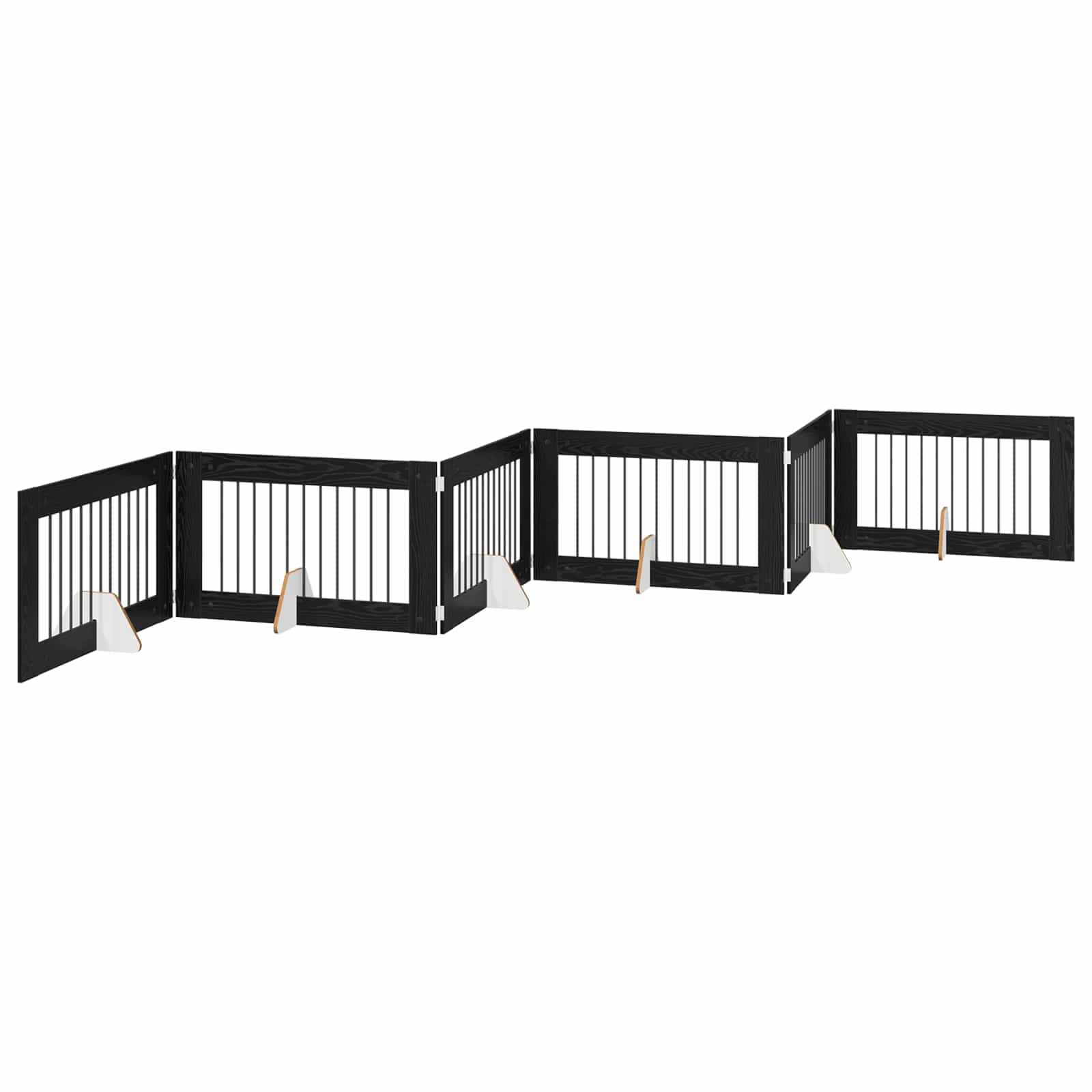 Πύλη Σκύλου με Στηρίγματα 6 pcs Μαύρη Δρυς 100 x 60 cm - Pakobazaar