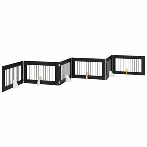 Πύλη Σκύλου με Στηρίγματα 6 pcs Μαύρη Δρυς 100 x 60 cm - Pakobazaar