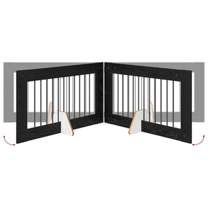 Πύλη Σκύλου με Στηρίγματα 6 pcs Μαύρη Δρυς 100 x 60 cm - Pakobazaar