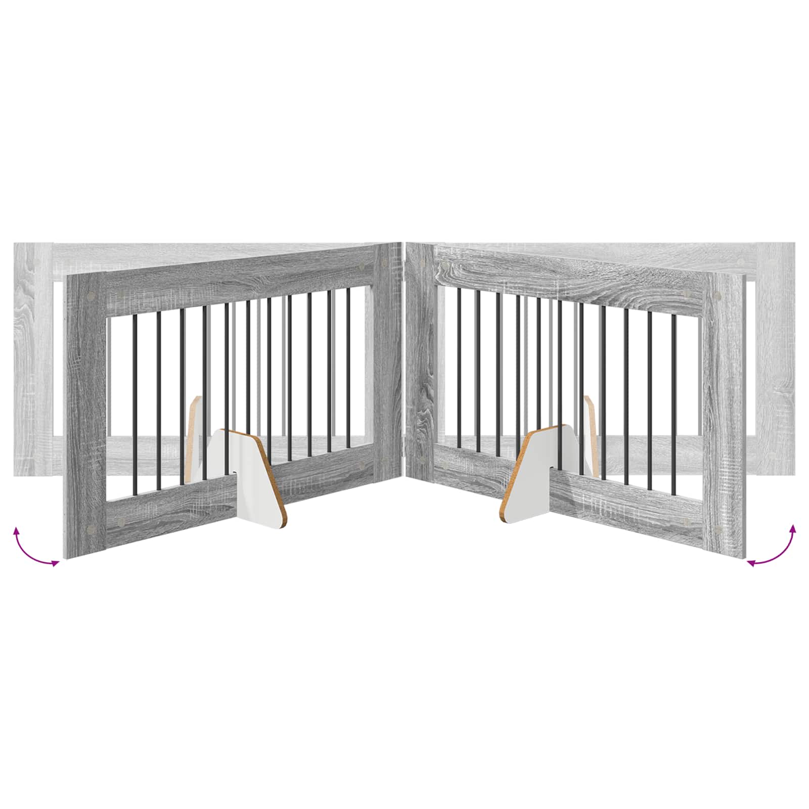 Πύλη Σκύλου με Στηρίγματα 6 pcs Γκρι Sonoma 100 x 60 cm - Pakobazaar