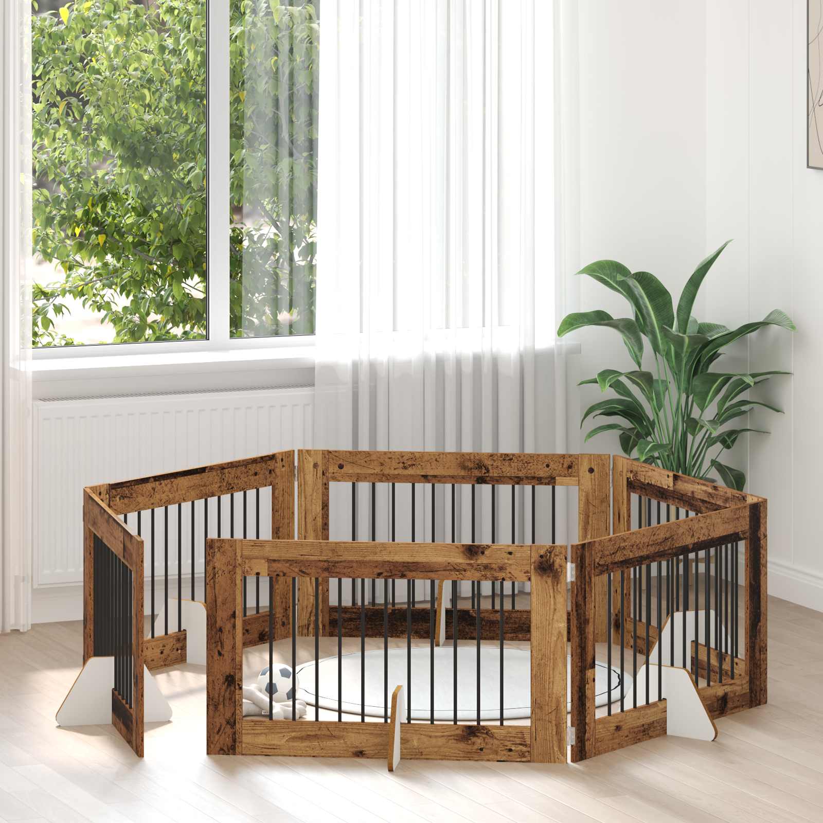 Πύλη Σκύλου με Στηρίγματα 6 pcs Παλαιωμένο ξύλο 100 x 60 cm - Pakobazaar